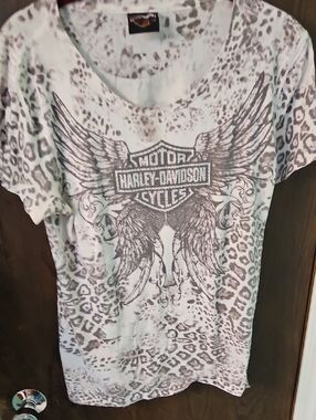 Harley-Davidson Back And White Leopard Tee